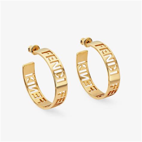 fendi hoop earrings - gold|fendi small hoop earrings.